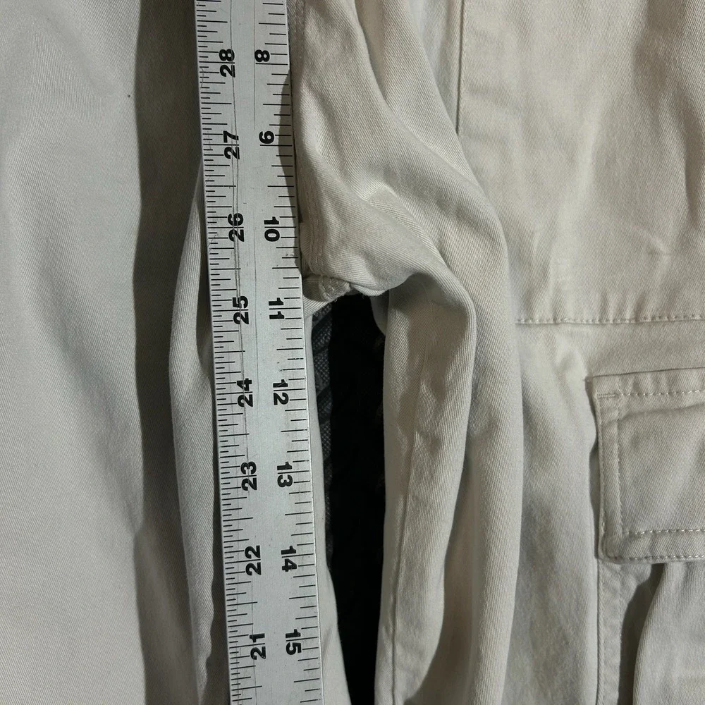YOUNGLA 616 Cream Light Khaki Cargo Utility Pocket Streetwear Pants Men Size 38L